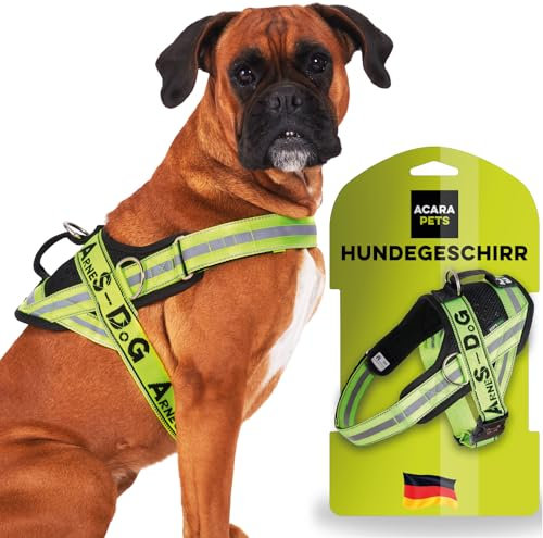 Hundegeschirr mit 3 Metallringankern zur Befestigung an der Brust oder Brust des Hundes, ohne den Hals des Hundes zu ersticken. (Gelb, M)