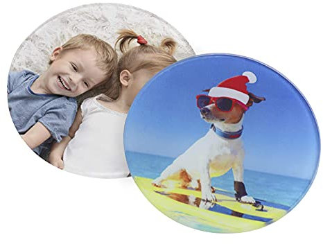Personalisierte Tisch Untersetzer Set mit eigenem Foto Bedruckt, 2-teilige DIY-runde Untersetzer mit Eigenem Bild Rutschfester Hitzebeständige runde Tischsets, 10 cm Durchmesser