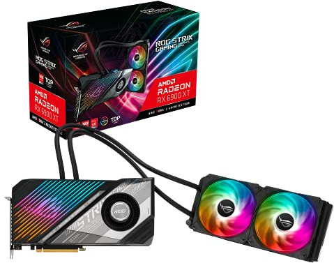 ASUS ROG Strix LC AMD Radeon RX 6900 XT Top Edition - Tarjeta gráfica Gaming (AMD RDNA 2, PCIe 4.0, 16 GB GDDR6, HDMI 2.1, DisplayPort 1.4a, Placa fría, radiador de 240 mm, Tubos de 600 mm)