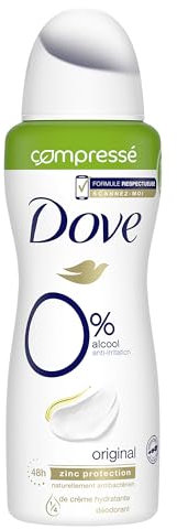 Dove Deodorante da donna, spray compresso, 0% originale, anti-irritazione, senza alcool, protezione e cura 48 ore (confezione da 6 x 100 ml)