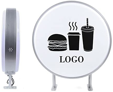 24in Round LED Signs Outdoor Lightbox Open Sign Self-Custom LED Sign for Business, Double-sided Waterproof Illuminated Billboard Round Lightbox Signs for Business Retail Advertising, Pub, Bar