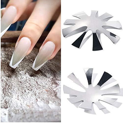3 Pcs Manucure Trimmer Edge Cutter, DIY Nail Manucure Edge Trimmer French Smile Line Outil En Acier Inoxydable Nail Art Edge Trimmer Métal Gabarit Cutter pour Gel UV Acrylique Ongles Débutants