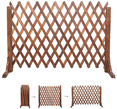 Palissade en Bois Bordure Jardin - Clôture De Terrasse en Bois Télescopique, Écran De Confidentialité pour Clôture De Séparation Extérieure, Support pour Plantes Grimpantes De Jardin