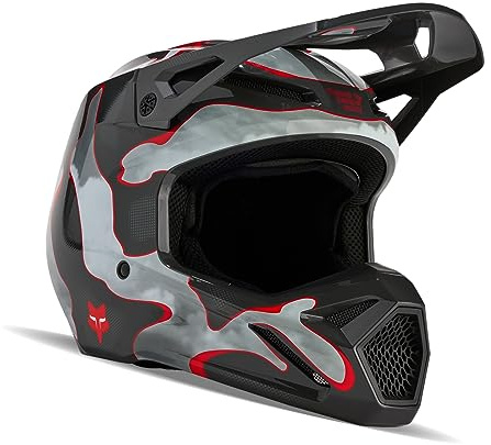 Fox Racing Unisex V1 Motocross Dirt Bike Helmet, Grey/Red, Small