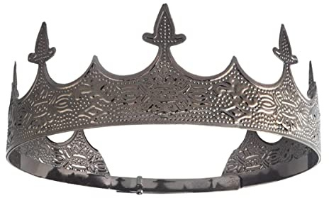 LEEMASING Crown Hair Jewelry Royal King Diadem Men Metal Big Tiaras For Halloween Costume (Pure Black)