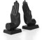 Aoneky Sujetalibros en Forma de Manos Palma - Material de Hierro Fundido, Sujetador de Libros para Estantería Mesa, Sujetalibros Originales Decorativos, Figuras Decoración para Casa Oficina, Negro