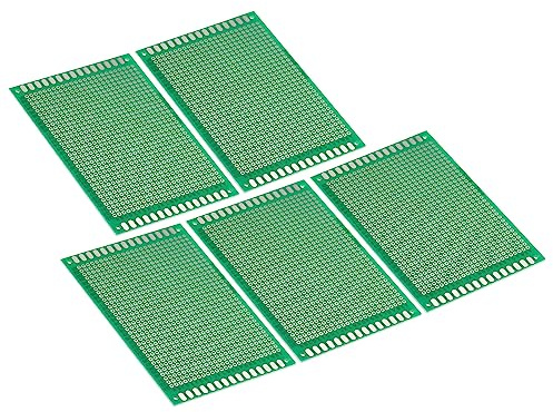 PATIKIL 3.9 x 2.8 PCB Board Circuit, 5 Pcs Prototype Perfboard Solder Boards for DIY Soldering and Electronic Project Circuit Boards Solderable Breadboard, Green