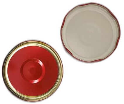 OPIROS Capsule Twist Off Con Flip Diametro mm.70 Con Bottone Centrale Di Controllo Clic Clac Colore Rosso Oro Coperchi Per Barattoli Vetro Conserve Marmellate Passate (50)
