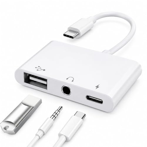 Apple USB C to USB Adapter for MacBook, 3-in-1 USB C to USB-A OTG Splitter with 3.5mm Audio Jack and PD Fast Charging Port Compatible with iPhone 15, iPad Pro, Samsung Galaxy S23