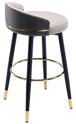 NEAFP Barstuhl, um 360° drehbare Rückenlehne, Barhocker mit schwarzem Karbon-Stuhlgestell und Goldener Fußstütze für Büro, Empfangstheke, hoher Hocker (Größe: 72 cm, Farbe: 03) (2) HGCHH