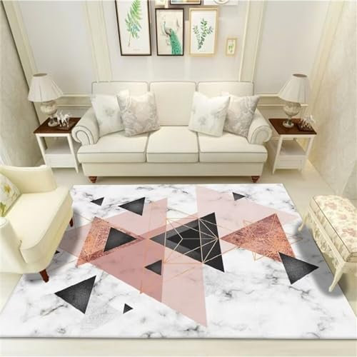 Orientteppich Zimmer Teppich Rosa und Grauer Teppich mit Marmorstruktur, für Wohnzimmer, modern, anpassbar 90X160cm Picnic Mat