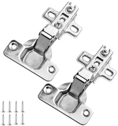 2 pcs Cabinet Cabinet Door Hinges,Recessed Hinge Soft Close Cupboard Wardrobe Doors Hinges Band Screw Full Coverage (Big Bend - Inner Hide)
