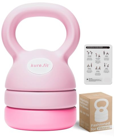 Adjustable Kettlebell for Women | 5LB, 8LB, 12LB | Home Strength Training | Kettlebell for women at home, with an illustrated exercise guide for beginner-friendly full-body strength training workouts.