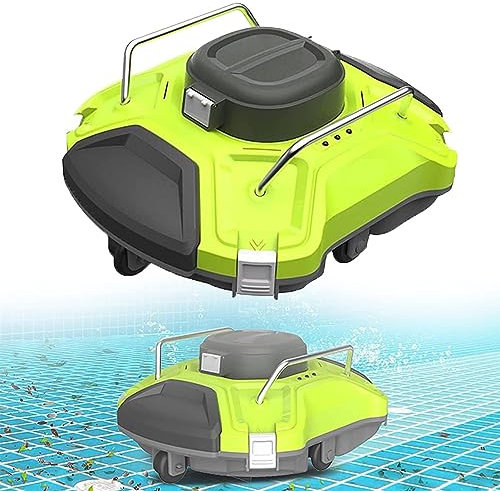 Nettoyeur de Piscine, Nettoyeur de Piscine Automatique sans Fil, aspirateur Robot, Aspiration puissante Dure 120 Minutes Robot Nettoyeur de Piscine avec Support de stationnement au