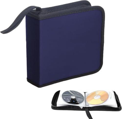 Ruikcoll CD Tasche, CD Aufbewahrungstasche für Auto und Zuhause, CD DVD Discs Aufbewahrungstasche für 40 Discs (Blue)