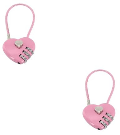 WAZUBC 2 Pezzi Lucchetti a Combinazione, Mini Lucchetto a 3 Cifre Lucchetto a Forma di Cuore Lucchetto con Password Senza Chiave Ripristinabile da Viaggio per Zaini, Armadietti da Palestra (rosa)