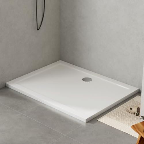 WITEN&NOCK Duschwanne 120x80cm Dusche weiß in Hochglanz SMC Duschtasse Brausewanne flach rechteckig