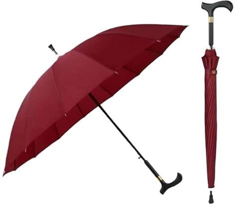 Verstellbarer Gehstock-Regenschirm for den Außenbereich, Mehrzweck-Gehstock-Regenschirm for ältere Menschen, rutschfester Wanderstock for Bergsteigen, langlebiges und leichtes Design, geeignet for Sen