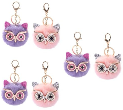 GALPADA 6stücke Katzenkopf-Eule Schlüsselanhänger Niedliches Cartoon-Design Dekoration Für Taschen Und Rucksäcke Kreatives Schlüsselpendant Leicht Und Langlebig