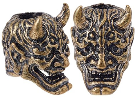 DICOSMETIC 2 Stück Totenkopf Perlen Messing Antik Bronze Großes Loch: 5,5 mm