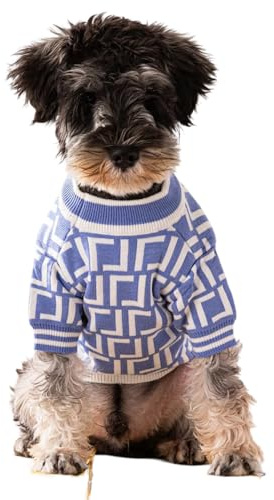 Everything Chic Designer Dog Clothes Sweater Shirt Outfit Small XS Teacup Cute Dogs Puppies French Bulldog Dachshund Chihuahua Cats Maltese Boy Girl (Large, Furdiblue)