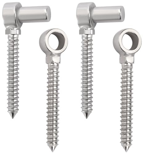 FINGERINSPIRE 2 Lot de 304 Charnières de Portail en Acier Inoxydable M12 Charnières de Portail à Crochet et à Œil Avec Trou 16mm Charnière à Tire Fond pour Poteau en Bois Portails en Bois Clôtures