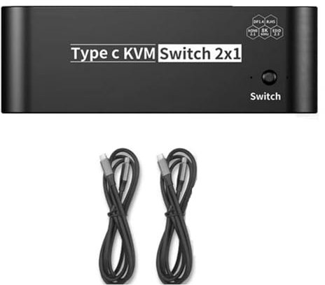 8K USB C KVM Switch Set HDMI&DP Dual Port Output PD 100W Reverse-Charge Laptop for Windows 7/8/10/11
