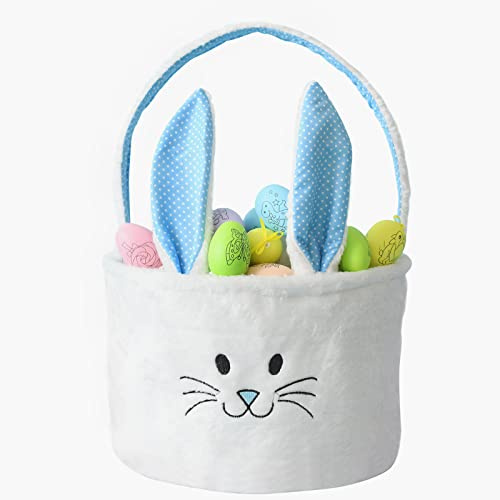 Osternkorb für Kinder Osternest Korb Osterhase Plüschkorb zum Befüllen Osterkörbchen Hasenkorb mit niedlichen Ohren, Osterkorb-Füller für Jungen, Osternest Basteln für die Eiersuche Osterbeutel, Blau