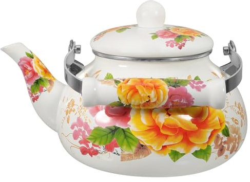 IMIKEYA Vintage Style Enamel Tea Pot Stovetop Kettle Handle Household Daily Use Water Kettle for Home