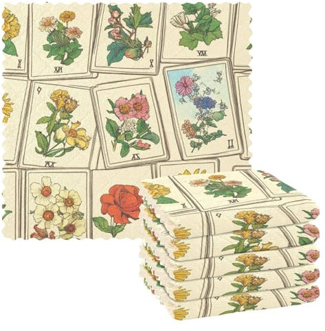 Tarot Vintage Beige Mikrofaser-Geschirrtücher für Küche, hawaiianische Geschirrtücher, Geschirrtuch, saugfähig, Küchenhandtücher, zum Aufhängen, jetzt Designs, Spültuch, 27,9 x 27,9 cm