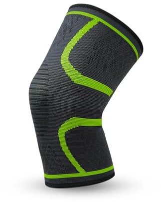 KJBDQQH Knee Support Men's and Women's Autumn and Winter Sports Badminton Running Fitness Outdoor Knitted Mountaineering Knee Pads(Green,Size L (Single))