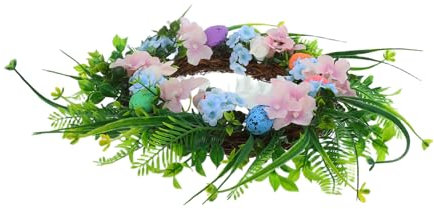 Mobestech Osterhasenkranz Frühlingstürkranz Frühlingskränze Blumenkranz Osterkranz Großer Kranz Außenkranz Für Haustürtuch