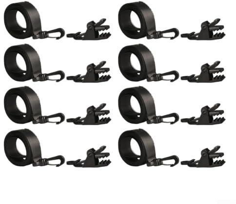 Pool Solar Cover Reel Attachment Kit, Pool Solar Cover Reel Belt System, Fastening Straps and Clips Accessories for Inground Swimming Pool Accessories(Clamp 8 + Rope 8)