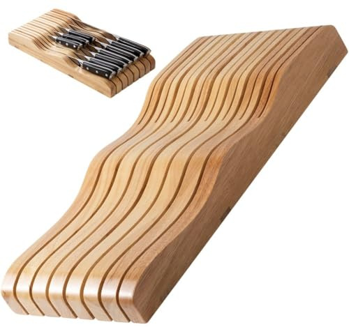 Estante De Madera para Cuchillos, Organizador De Escritorio para Cocina, Soporte para Cuchillos En Cajón, Portacuchillos Horizontal De Madera