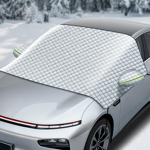 CHWNIBAY Frontscheibenabdeckung, Windschutzscheibenabdeckung, Autoabdeckung Winter, Scheibenabdeckung, mit Spiegelabdeckungen, gegen Schnee, EIS, Frost, Sonne, UV, Universalgröße für alle SUV, Auto