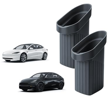 SKTU 2 pièces accessoires pour Tesla Model 3/Y 2020-2025, poubelle pour porte de voiture, boîte de rangement en silicone pour Tesla Juniper Highland, organisateur intérieur poubelle pour Model 3/Y