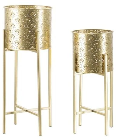 Lot de 2 Cache-Pots sur Pied Glovy 52cm Or
