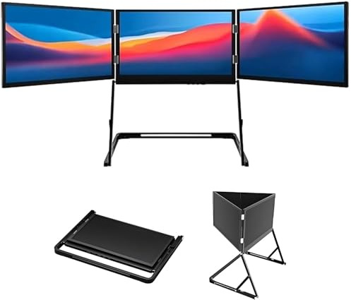 DowPie Laptop Monitor Extender, 15.6 Fhd 1080p Ips Portable Foldable Triple Monitor, With Hdmi/Usb-C Compatible With Windows, Mac, Linux, Android