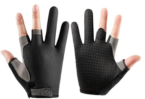 STIM Guantes de Fitness Hombre Guantes de Pesca Transpirables Negro Talla única