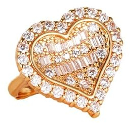 Ayoiow Ringe Gold 585 Echt, Elegantes Herz Labordiamant Vorsteckring Echtgold, 14K Gelbgold Verlobung Ring 585 Gold