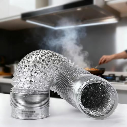 Tubo Flexible De Ventilación Campana Extractora Ø 10cm 15cm 20cm Manguera De Extracción Aluminio 2m Telescópica Campana Para Secadora Climatización(150mm(6))