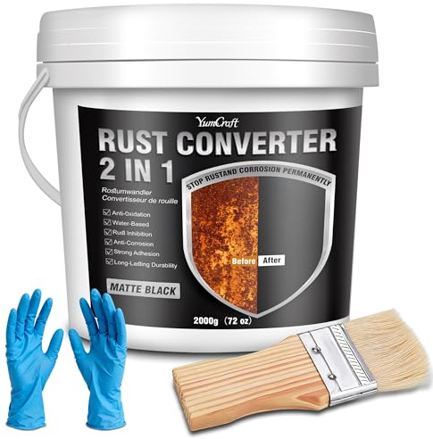 Rust Converter Paint 2-in-1 Metal Primer, 72oz Water-Based Rust Reformer, Rust Encapsulator Inhibitor Heat Resistant Anti-Corrosion Coating for Automotive Chassis Frame Marine Railings Fences