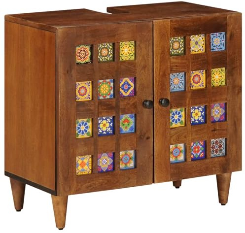 INLIFE Meuble sous Lavabo de Salle de Bain Noyer 62 x 33 x 58 cm