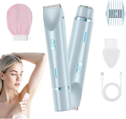 Rasoir Klyne Femme, Klyne Tondeuse 2 en 1 Femmes, Rasoirs, Pour Bikini, Jambes, Aisselles (Blue)