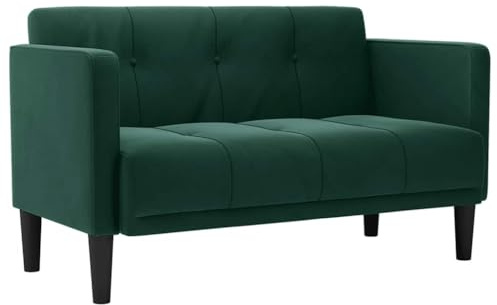Mhdvray Zweisitzer Samtsofa Dunkelgrün 124 x 67 x 74 5 cm Kleines Sofa mit Sperrholzgestell Federkern 110 kg pro Platz Modernes Design für Wohnzimmer Jugendzimmer Balkon und Küche