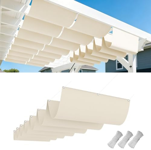 Tenda Parasole Retrattile a Onda, ZoneYan Telo Ombreggiante Esterno Impermeabile, Vele Ombreggianti 100x200cm, Tenda da Sole con Occhielli e Corda, Telo Parasole Giardino (kaki, 100x200cm)