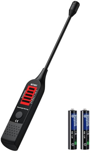 Proster Gaslecksuchgerät Gaswarngerät Gasdetektor Erdgasdetektor Brenngasdetektor – Tragbarer Gasmelder mit 125 mm Sonde, 5-Stufen Alarmanzeige, Akustischer & Visueller Alarm für Erdgas Methan Propan
