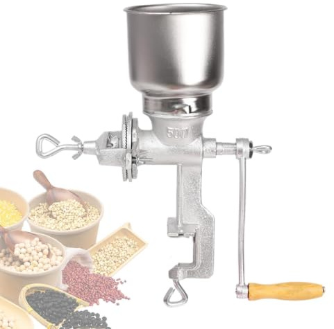Molinillo de maíz | Herramienta de manivela de hierro fundido ajustable | Molinillo de harina | para el hogar, cocina, restaurante, granja, cocina, tortillas, de pan, café, molienda, preparación