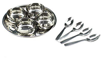 GK Global Kitchen 9PC Stainless Steel Relish Chutney Pickle Dish Thali Bowls Serving Bowls Multipurpose Serving Set Nut Bowls