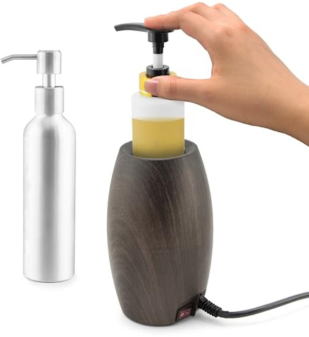 Elitzia Massageöl-Wärmer Lotion-Wärmer 131°F Konstante Temperatur mit Metall-Kunststoff-Pumpenflaschen Massageöl-Heizung für Cremes Gele & ätherische Öle ETOH843 (Nussfarbe)